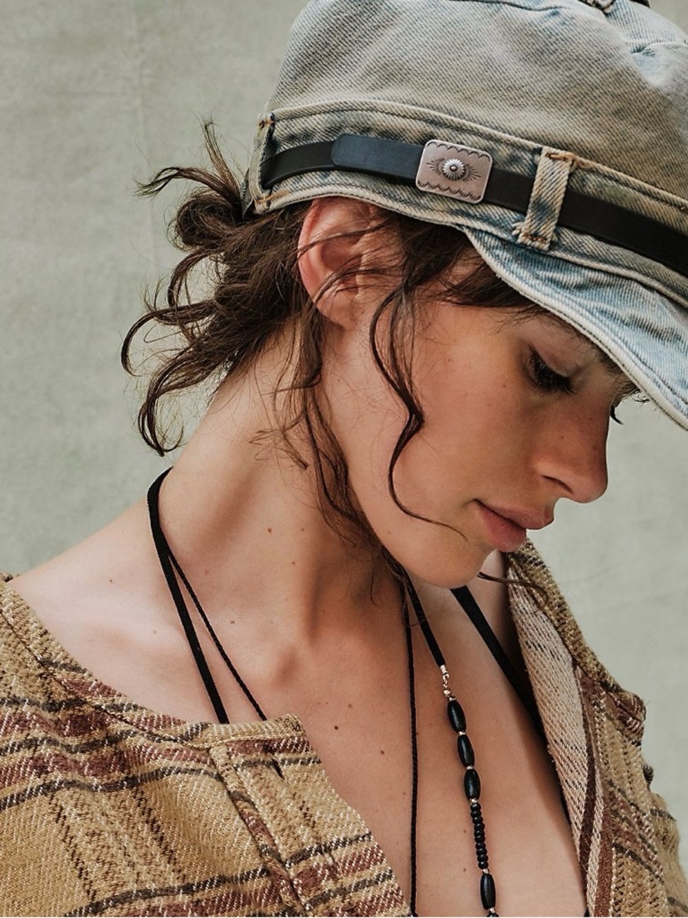 Free People Washed Denim Cadet Hat Cap - Picture 4 of 5